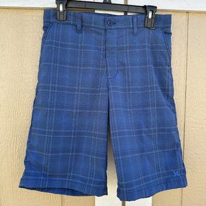 Hurley Hybrid Surf Board Shorts Men’s Size 31 Blue Plaid 10.5” Inseam Stretch